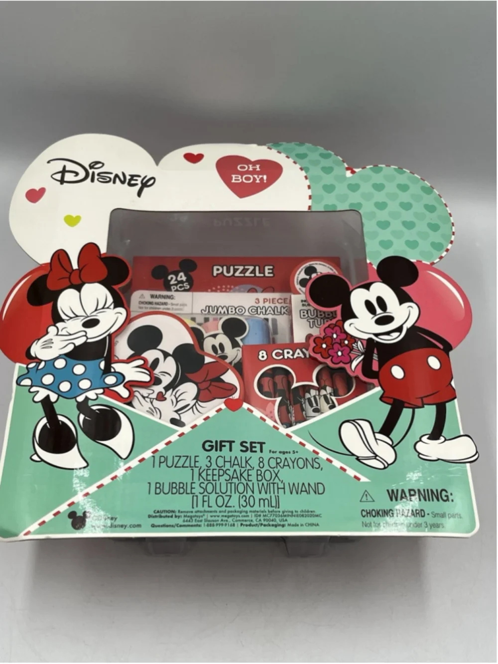 Disney Minnie & Mickey Valentine's Day Box Gift Set Puzzle Crayons New in BOX